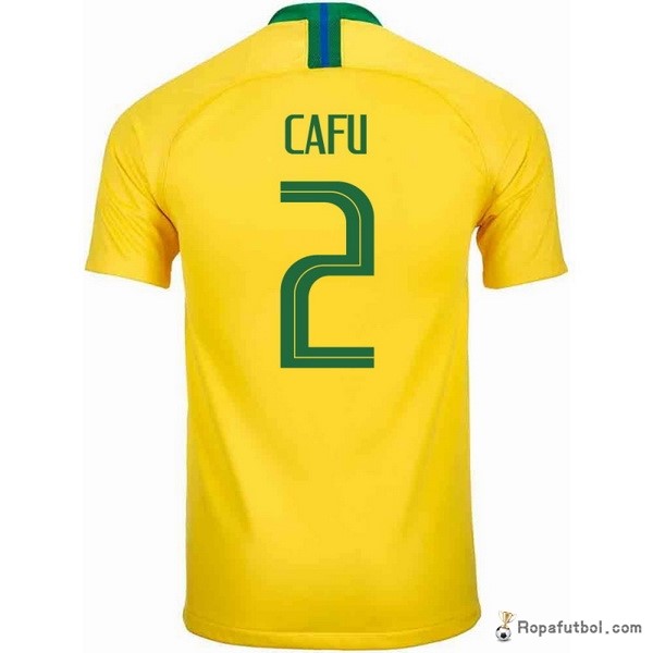 Camiseta Brasil Replica Primera Ropa Cafu 2018 Amarillo